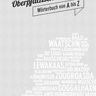 Logo: "Oberpfälzisch - Deutsch, Wörterbuch von A bis Z" in Schwarz. Wörter in verschiedenen Größen.