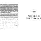 Links: Fließtext über Lernen und Glück. Rechts: "TEIL 1 WIE SIE SICH SELBST MANAGEN".