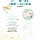"Zehn kleine Gruselgeister", Fingerspiellied für Kinder ab 1 Jahr, Dauer 5 Minuten. Illustration eines Geistes mit Laterne.
