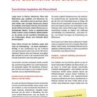 Texte: "Die Geschichte des Erzählens", "Geschichten begleiten die Menschheit", "Erzähler*innen als Bewahrer*innen des Wissens und der Kultur". Eine Seite mit informativem Text.