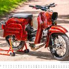 "NOVEMBER" und Kalendertage unten. Rot-schwarzes Simson-Moped auf einer Straße, mit Rennständer gestützt.