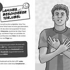 "304 Lamines besonderer Torjubel" und Details zu einer Handgeste. Illustration eines Fußballspielers mit gekreuzten Armen.
