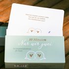 Karte im Set: „Welcher Aspekt unserer Liebe löst bei dir ein Gefühl von Dankbarkeit aus?“ Verpackung: „10 Minuten Nur wir zwei“.