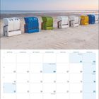 Kalender für Mai 2027. Feiertage: Maifeiertag, Christi Himmelfahrt, Muttertag, Pfingsten, Fronleichnam. Strandkörbe am Strand.