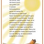 Text über eine Schnecke, deren Gehäuse ein Loch hat. Sonne strahlt durch. Unten rechts eine kleine, gezeichnete Schnecke.