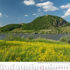 "Siebengebirge - Blick über den Rhein zum Drachenfels und Schloss Drachenburg. Monat Mai 2027, Kalenderansicht."