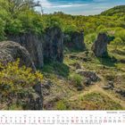 Kalenderblatt: Mai 2027. Landschaft mit Felsen, Bäumen, blauem Himmel; Beschriftung: Siebengebirge - Stenzelberg.