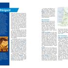 Seite 22. Überschrift: "Das Périgord". Text über prähistorische Funde, kulturelle Highlights und touristische Attraktionen. Map mit "SPANIEN".
