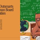 1904: A Horse Outsmarts the German Board of Education. Ein Pferd mit Brille und Stift sitzt vor einer Tafel voller Formeln.