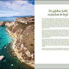 Der gefallene Sattel: ein Geschenk der Engel. Golfo von Cagliari genannt. Illustration zeigt Felsküste und blaues Meer.