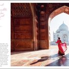 Zitat: "Glück ist Liebe, nichts anderes. Wer lieben kann, ist glücklich." - Hermann Hesse. Archway, Taj Mahal, Frau.