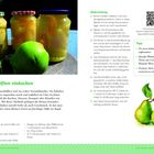 "Birnenhälften einkochen" in grün. Rezeptbeschreibung, Zutaten und Zubereitung mit Bild von eingelegten Birnen in Gläsern.