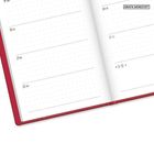 „GRAFIK WERKSTATT“, Wochentage von Montag bis Sonntag, To-Do-Liste auf einer offenen Kalenderseite mit rotem Einband.