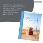 +Wochenübersicht, Monatsansichten, Feiertage, Schulferien, Satin-Lesezeichen, Faltasche. Kalender mit Strandmotiv.