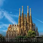 Kalender mit Text "Sagrada Familia - Barcelona" und Nummer 5. Die Sagrada Familia ist vor klarem, blauem Himmel sichtbar.