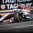Kalender mit einem Rennauto, Text: "81 | Oliver Bearman | GBR | 08.05.2005 | TGR Haas F1 Team".