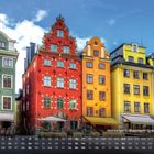 "Stortorget in Stockholm 'Großer Platz' 5." Kalender mit farbenfrohen, historischen Gebäuden am Platz.