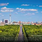 Kalendertage unten, "Skyline und Tiergarten-Panorama 6". Blick auf Berlins Skyline mit Fernsehturm über grünem Park.