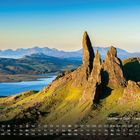 Kalender für Mai, "Old Man of Storr" - Felsformation nummeriert mit Wochentagen. Zeigt eine beeindruckende Felslandschaft.