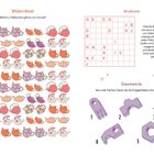 Bilderrätsel: Welche 2 Teekannen gibt es nur einmal? Arukone: Verbinde gleiche Buchstaben. Geometrie: Zähle Flächen der Körper.