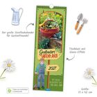 "Großvaters Gartenplaner 2027," mit buntem Korb, Gärtnerbild, Kalender und dekorativer Gartenszene. Größe: 15 x 42 cm.