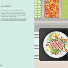 Text beschreibt Zutaten und Zubereitung eines Nizza-Salats. Rechts eine Illustration mit Teller, Gemüse und Eihälften.