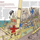 **Klar zum Entern!** Piraten entern ein gegnerisches Schiff, indem sie Waffen einsetzen. Eine dynamische Illustration eines Kampfes.