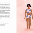 Der Text behandelt Entzündungsreaktionen und gibt Tipps zur Prävention. Daneben steht eine farbenfrohe Illustration einer Frau.