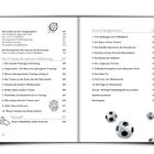 Links: Inhalte zu Nervosität, Smartphones, und 10 Gebote des Fußballtrainings. Rechts: Kuriose Fußballgeschichten. Unten sind Fußball-Illustrationen.