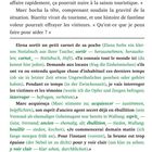 Seite 5-6: Dialog auf Französisch mit deutschen Übersetzungen in Grün. Es geht um Notizen und Befragungen.