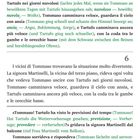 Italienischer Text mit deutscher Übersetzung, beschreibt eine humorvolle Szene mit Tommaso, Tartufo und Frau Martinelli.