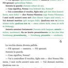 Ein italienischer Text mit deutschen Übersetzungen in Klammern, enthält Dialoge über eine Vorahnung und besorgte Personen.