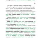 Seite 15. Spanischer Text mit deutschen Übersetzungen in Klammern. Kapitel 6 beginnt. Gespräche zwischen Lucía und einem Esel.