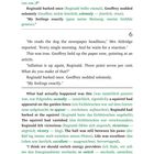 Seite 15. Dialoge und Erzähltexte, englisch mit deutschen Übersetzungen in Klammern. Passagen über Inflationsrate, Zeitung.