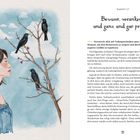 Kapitel 1.2: "Bewusst, verankert und ganz und gar präsent". Illustration: Frau und drei Vögel auf einem Baum vor Himmel.