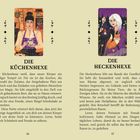 "Die Küchenhexe" und "Die Heckenhexe" beschreiben zwei Hexen. Illustrationen zeigen eine Frau beim Kochen und eine im Wald.