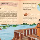 Zheng He: Die Schatzflotte. Ein nahezu mythisches Tier. Jeder Mensch, vor dem du dich zu erkennen gibst, bereichert zwei Leben. Illustration eines Mannes auf einem Schiff.