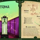 "Tizona", Ursprung: Mittelalterliche spanische Sage. Illustration eines Schwertes in einer beleuchteten Vitrine.