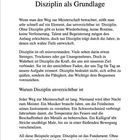 4 Disziplin als Grundlage. Text über die Wichtigkeit und Missverständnisse von Disziplin auf dem Weg zur Meisterschaft.