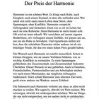 6 - Der Preis der Harmonie. Text diskutiert Harmonie, ihre Vor- und Nachteile, und wie sie oft unsere Echtheit beeinträchtigt.