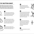 "Celtic Button Knot" Anleitung in 7 Schritten. Jede Schrittbeschreibung enthält eine Zeichnung zum Knotenbinden.