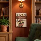 Text: "Wunderbare Vogelwelt. Wochenkalender 2023 - 53 Blatt". Ein Kalender mit Vogelillustrationen hängt an einer roten Wand.