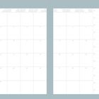 Kalender für Januar in zwei Spalten. Links Wochentage und Datumszahlen, rechts Kästchen für Notizen.