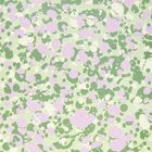 Keine erkennbaren Texte. Eine abstrakte Illustration mit grünen und rosa-farbigen Sprenkeln und Mustern.