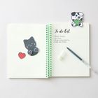 „To do list“: Check emails, Call Sara, Go grocery shopping, Clean the kitchen. Illustrationen von Katze, Herz, Hund.