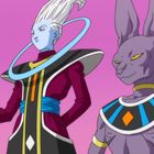 Zwei Figuren aus einer Anime-Serie. Links ein blauhäutiger Humanoid mit Stab, rechts eine katzenartige Figur. Pinker Hintergrund.