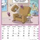 „Du kannst den Techniker wieder abbestellen! Ich habe die Aufstehhilfe selbst repariert!“ Mann sieht kaputten Sessel.