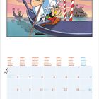 Text: Montag, Dienstag, Mittwoch...; XI. Illustration von Comicfiguren in einer Gondel, der Himmel ist rosa. Ein Hund heult.