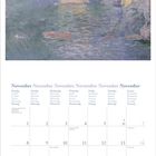 November, Montag bis Sonntag in mehreren Sprachen. Kalender für November 2027. Oberhalb ist ein Gemälde von einer Küstenlandschaft.