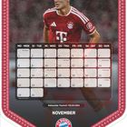 Kalender für November mit Fußballspieler in rotem Trikot und FC Bayern München Logo. Name: Aleksandar Pavlović.